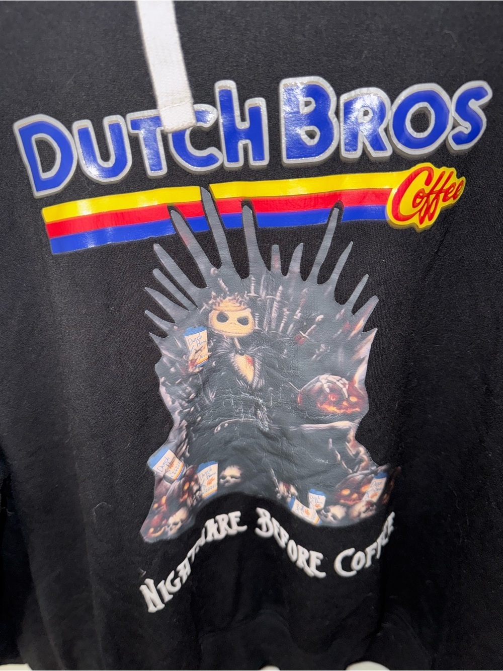 Dutch Bros Nightmare Before Coffee Fan Made Graphic Hoodie Black Size Large - Picture 3 of 8